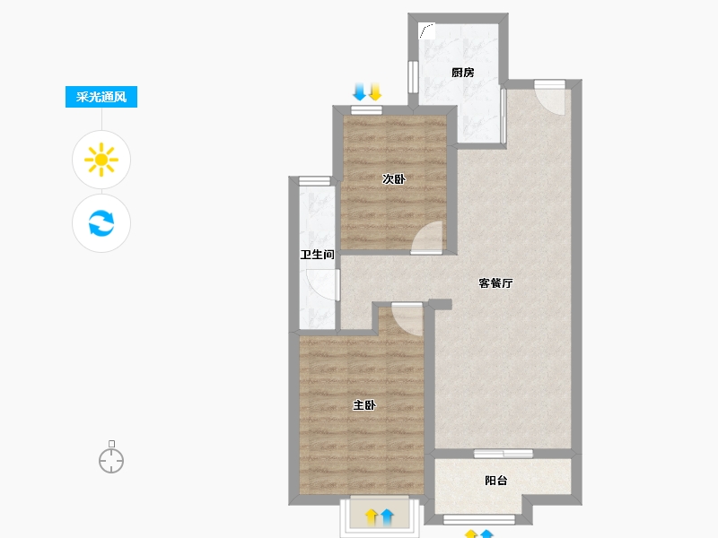 陕西省-咸阳市-北宸天樾-67.20-户型库-采光通风