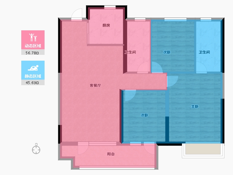 山东省-烟台市-龙湖春江悦茗-92.00-户型库-动静分区