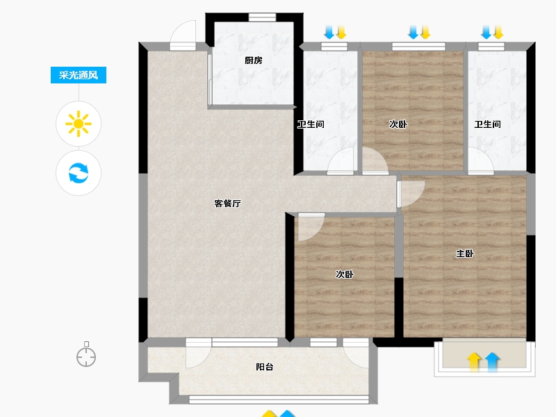 山东省-烟台市-龙湖春江悦茗-92.00-户型库-采光通风