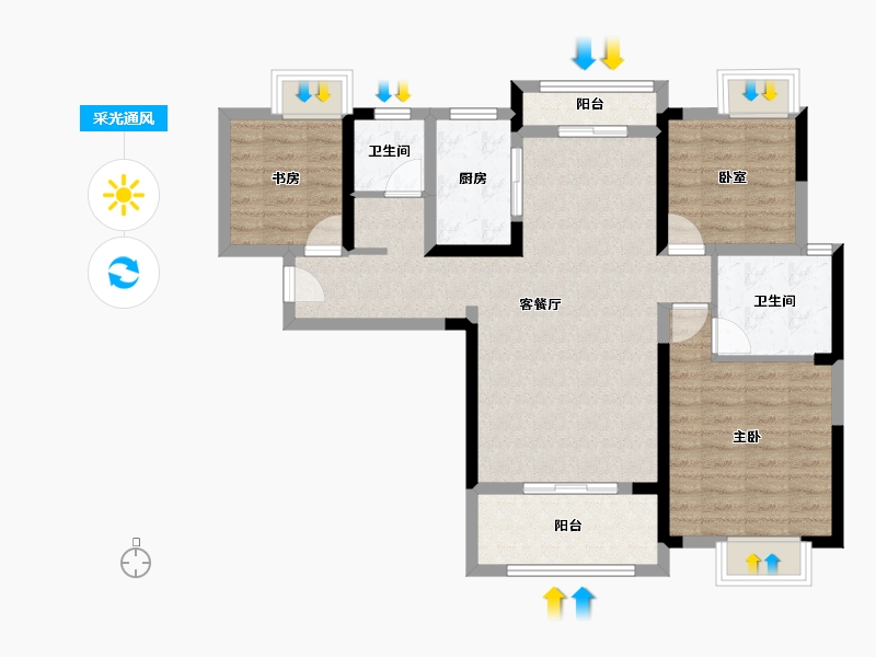 湖北省-武汉市-中建御景星城-88.09-户型库-采光通风