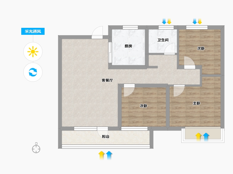 山东省-青岛市-西海岸创新科技城-71.00-户型库-采光通风