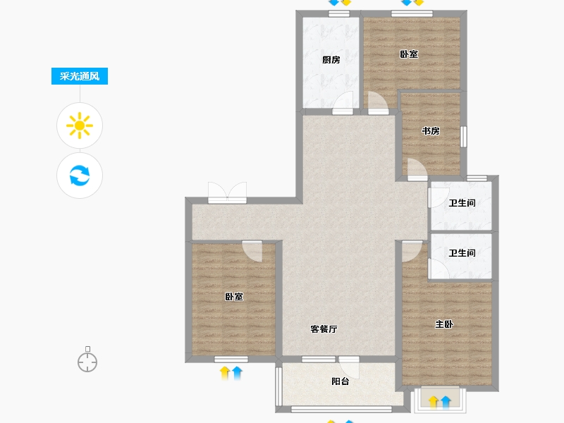 山东省-潍坊市-万特公馆-119.94-户型库-采光通风