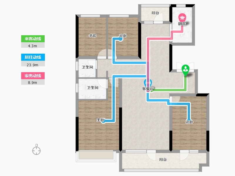 山东省-烟台市-香逸中央-132.00-户型库-动静线