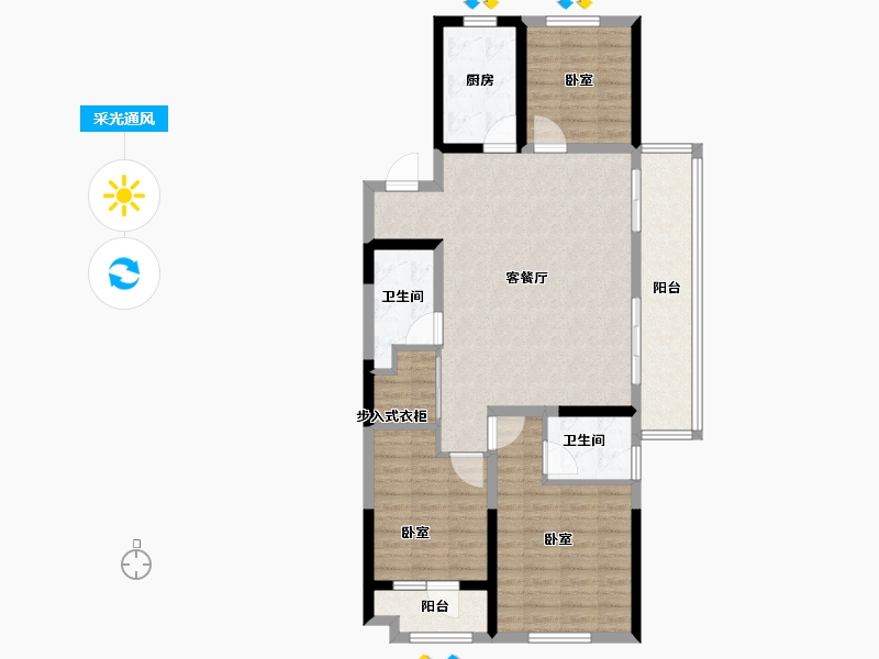 山东省-潍坊市-万特公馆-100.16-户型库-采光通风