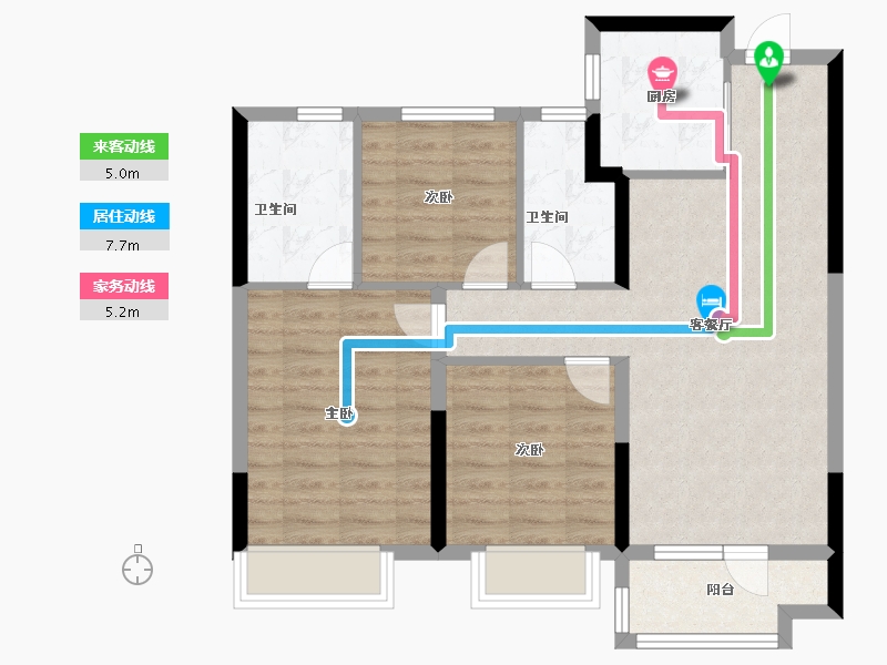 山东省-烟台市-龙湖春江悦茗-78.40-户型库-动静线