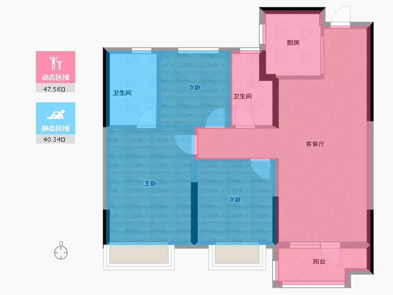 山东省-烟台市-龙湖春江悦茗-78.40-户型库-动静分区