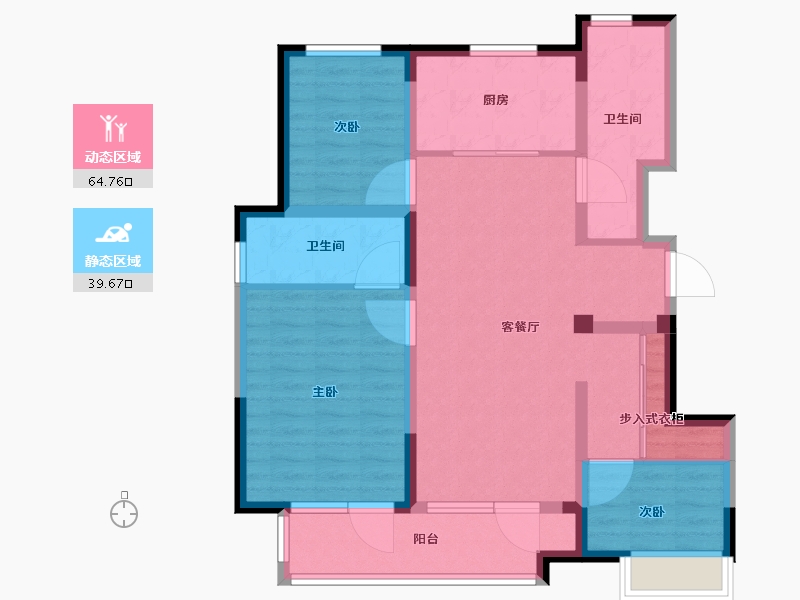 山东省-烟台市-世茂揽樾-92.66-户型库-动静分区