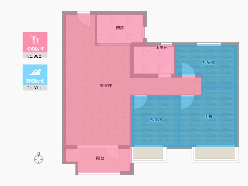 山东省-青岛市-黑卓碧桂园美筑-72.95-户型库-动静分区