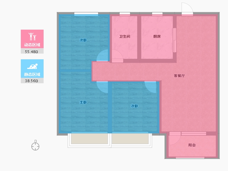 山东省-青岛市-青岛金地自在城-83.87-户型库-动静分区