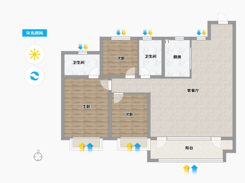 山东省-青岛市-和达熙园-107.99-户型库-采光通风