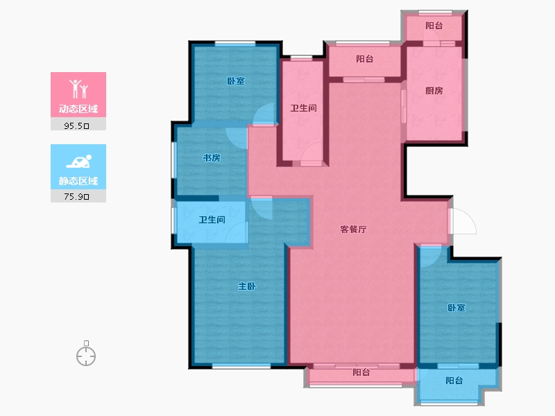 山东省-潍坊市-中冶潍坊公馆-153.61-户型库-动静分区