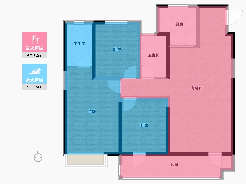 山东省-临沂市-一方中梁和府-106.41-户型库-动静分区