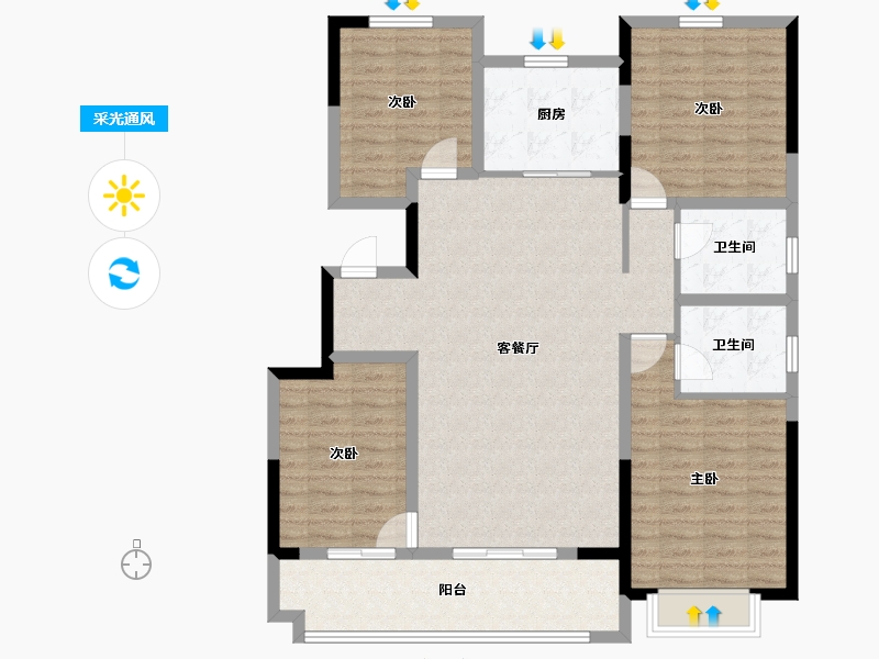 山东省-潍坊市-德润棠悦-123.20-户型库-采光通风