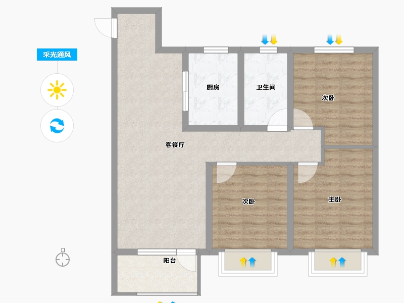 山东省-青岛市-青岛金地自在城-81.87-户型库-采光通风