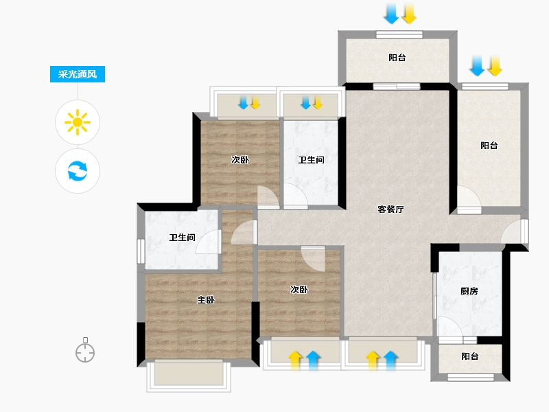 广东省-肇庆市-锦绣春江花园-89.00-户型库-采光通风