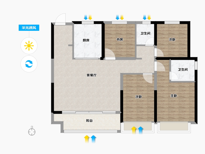 山东省-临沂市-中南·君启-112.80-户型库-采光通风