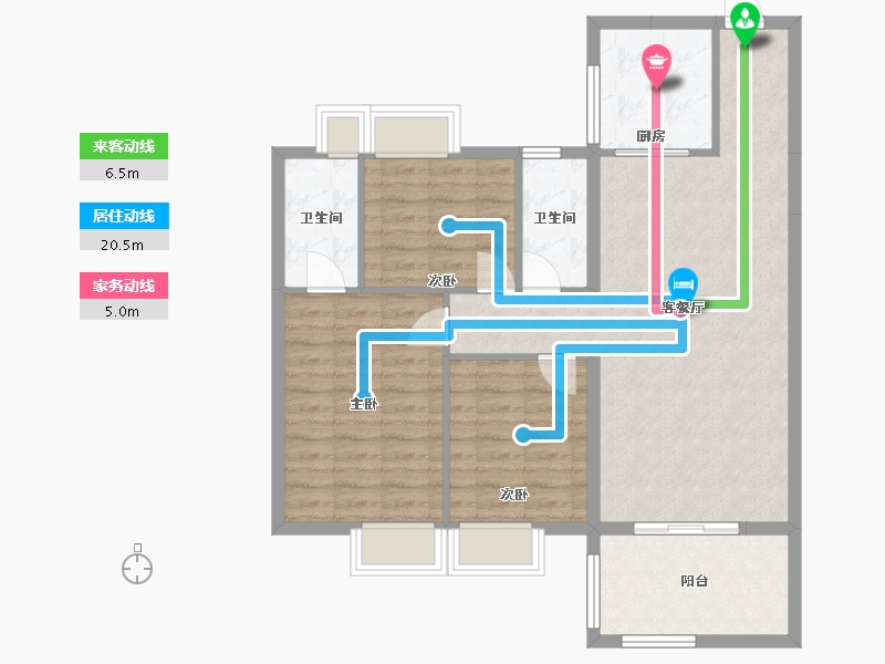 湖南省-湘潭市-黄金时代-101.00-户型库-动静线