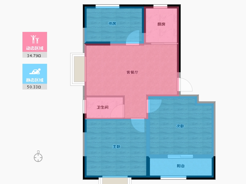 山东省-潍坊市-东方·枫景苑（二期)小区-76.40-户型库-动静分区