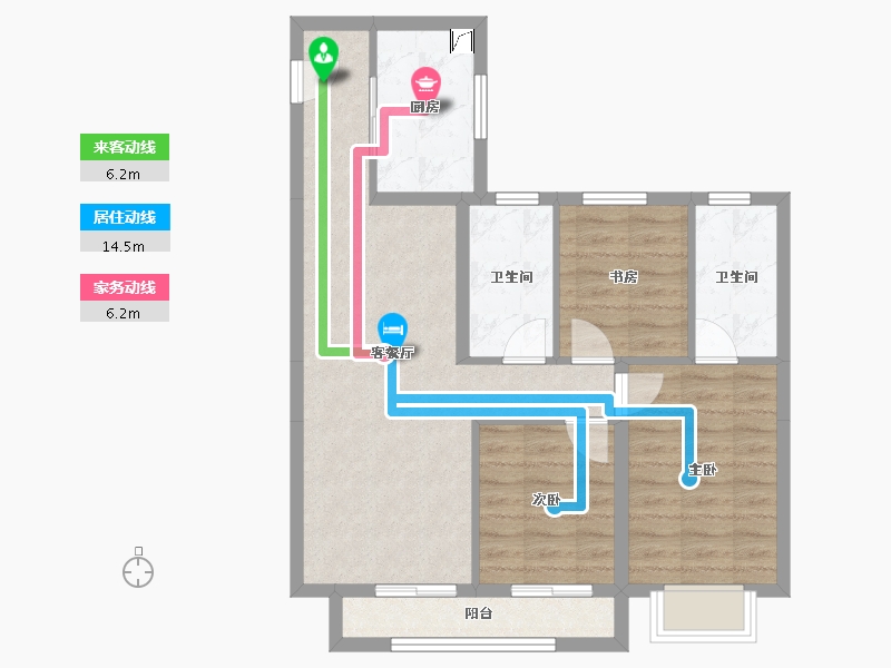 陕西省-咸阳市-南飞鸿·云境·澜湾-72.44-户型库-动静线