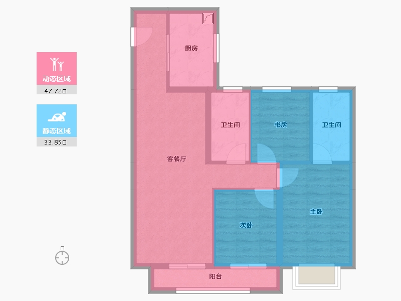 陕西省-咸阳市-南飞鸿·云境·澜湾-72.44-户型库-动静分区