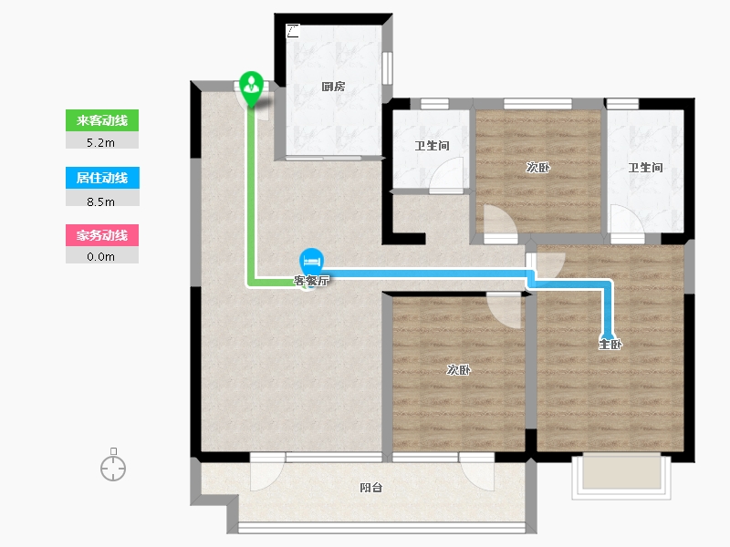 山东省-青岛市-即墨万达广场-95.89-户型库-动静线