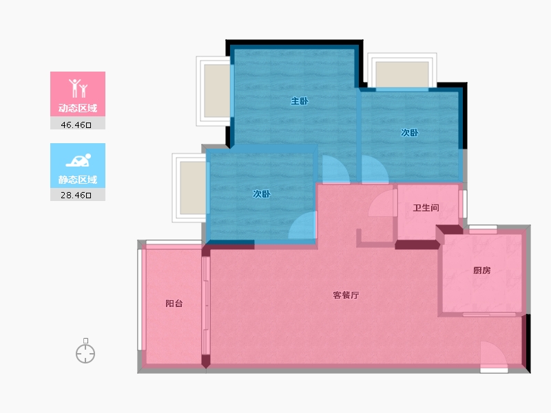 云南省-昆明市-雍华府-75.00-户型库-动静分区