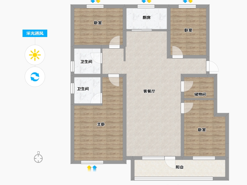 山东省-潍坊市-万特公馆-111.20-户型库-采光通风