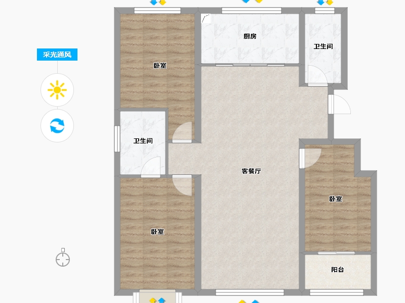 山东省-潍坊市-恒信温莎公馆-98.71-户型库-采光通风