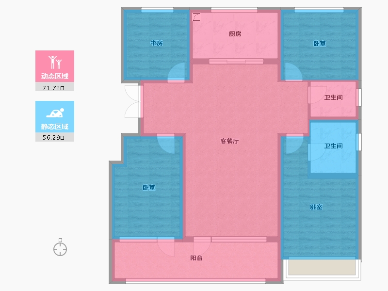 山东省-潍坊市-恒信浞河公馆-114.57-户型库-动静分区