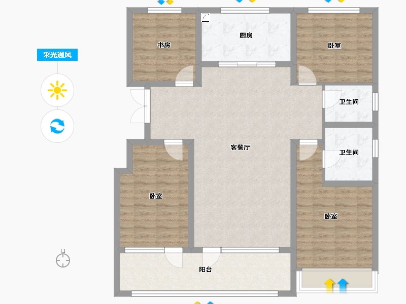 山东省-潍坊市-恒信浞河公馆-114.57-户型库-采光通风