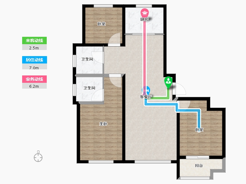 山东省-潍坊市-中冶潍坊公馆-111.21-户型库-动静线