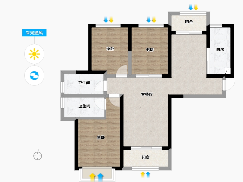 河北省-石家庄市-英郡年华国际社区-84.00-户型库-采光通风