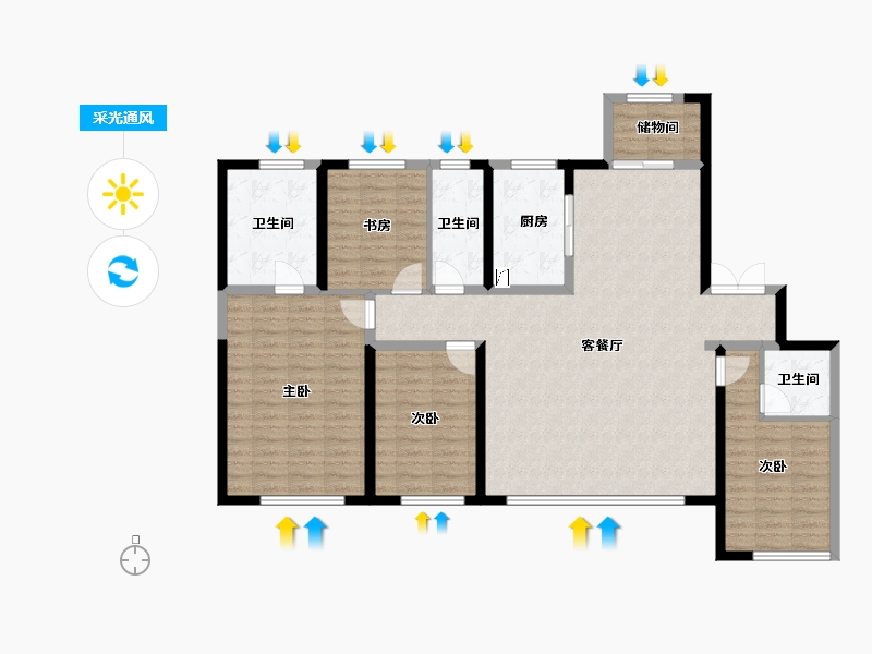 陕西省-西安市-天地源·云水天境-131.56-户型库-采光通风