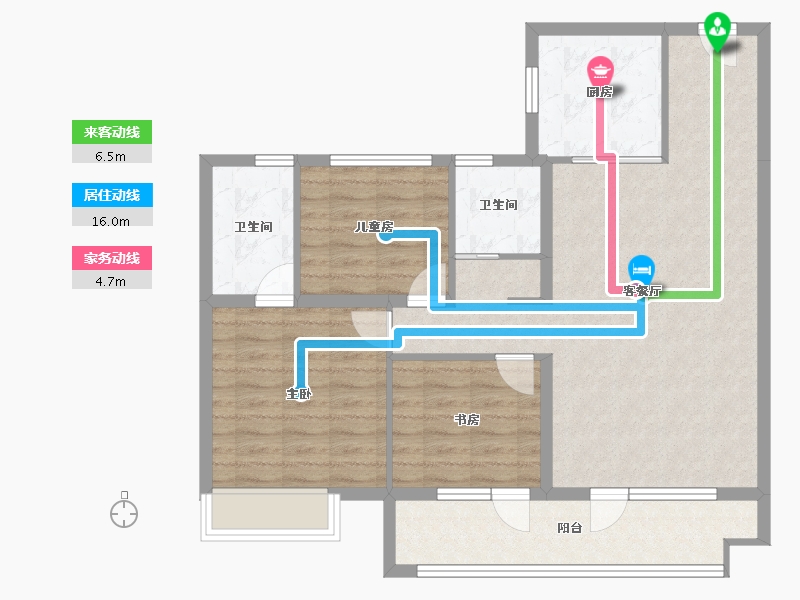 山东省-青岛市-黑卓碧桂园美筑-93.16-户型库-动静线