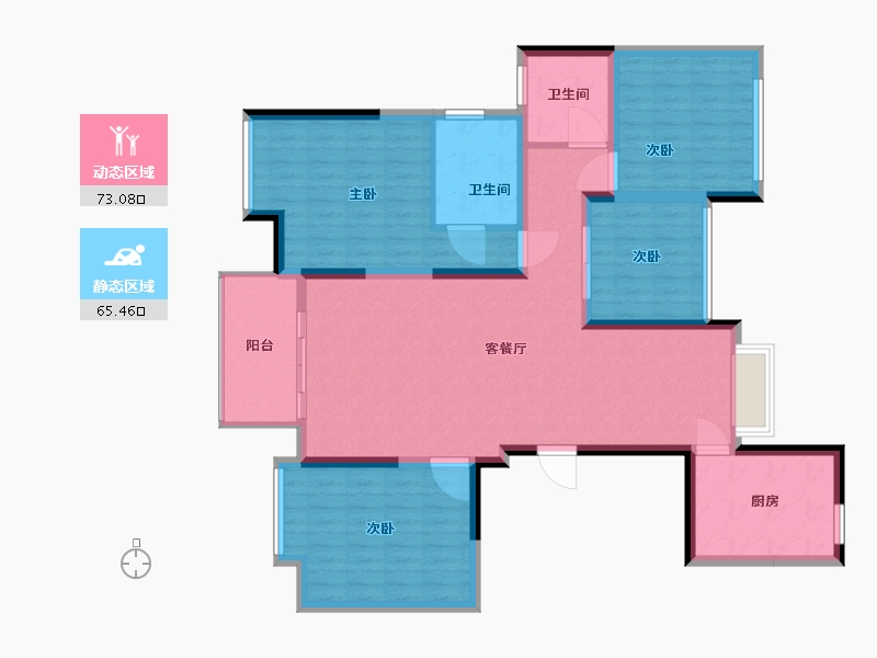 江苏省-苏州市-苏高新天之运-125.00-户型库-动静分区