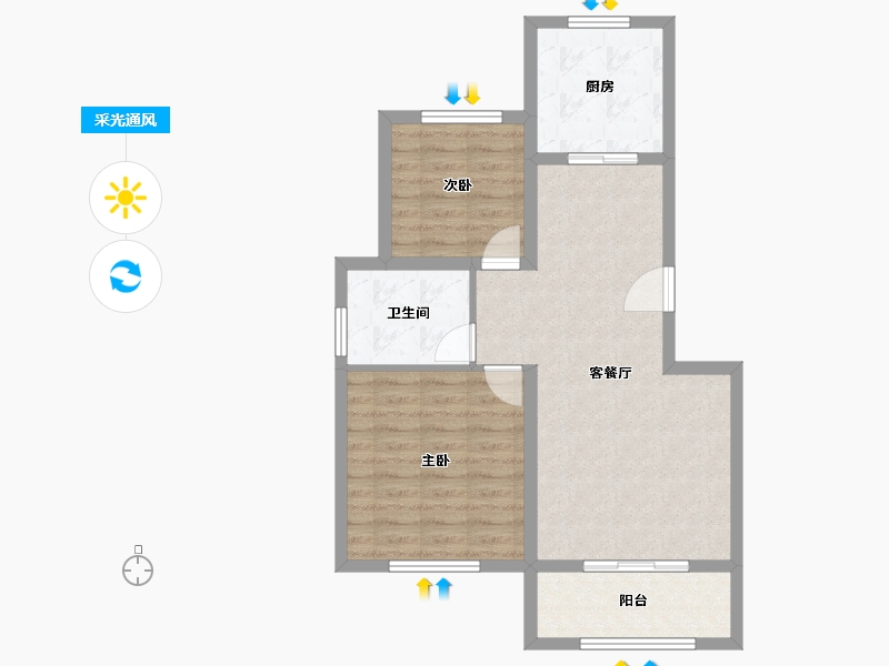 山东省-青岛市-鸿锦凤凰新城-70.61-户型库-采光通风