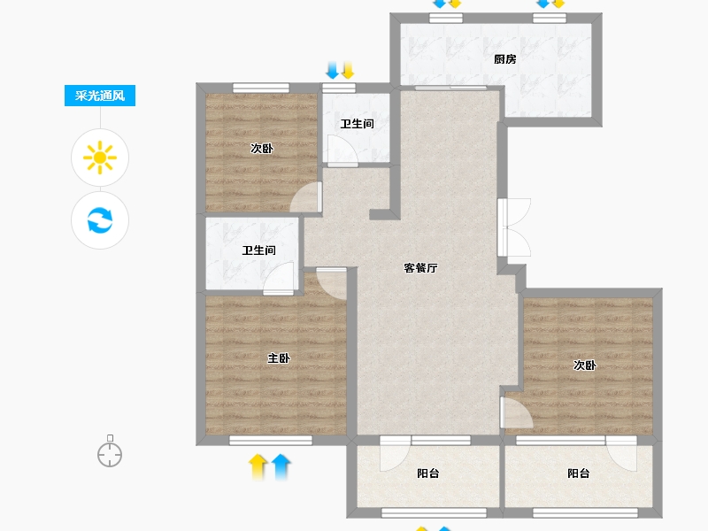 山东省-青岛市-天泰公园壹号-100.23-户型库-采光通风