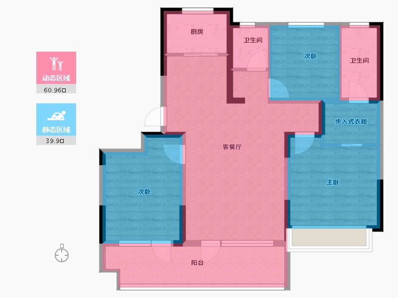 山东省-青岛市-天泰公园壹号-89.34-户型库-动静分区