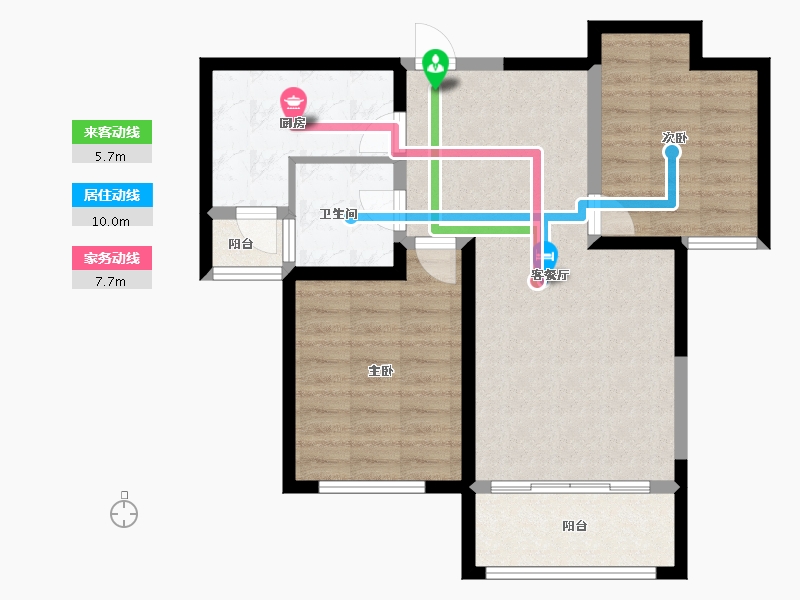 陕西省-西安市-华安紫竹苑-74.36-户型库-动静线