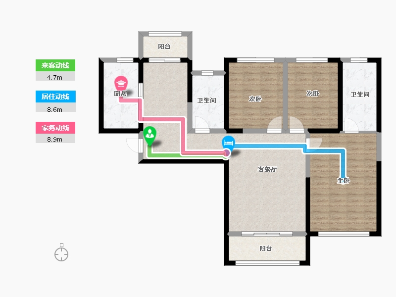 陕西省-西安市-华安紫竹苑-111.12-户型库-动静线