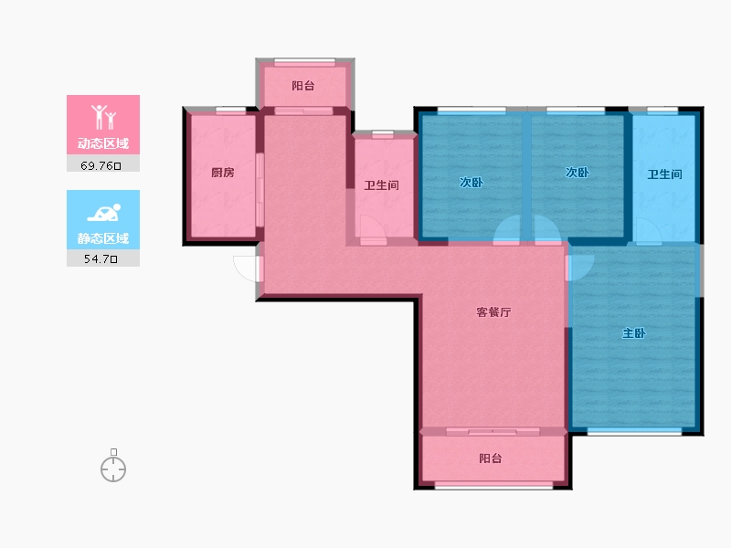 陕西省-西安市-华安紫竹苑-111.12-户型库-动静分区