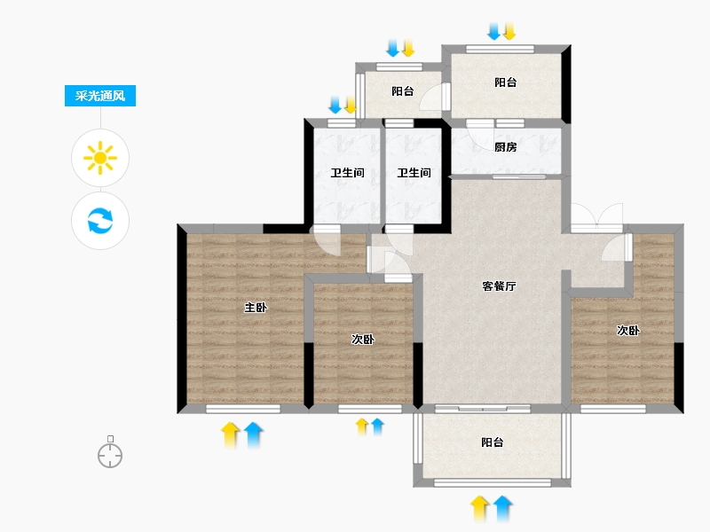 四川省-宜宾市-丽雅江宸-108.00-户型库-采光通风