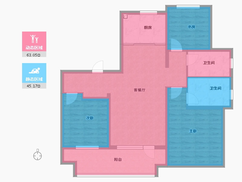 山东省-青岛市-海信城-95.89-户型库-动静分区