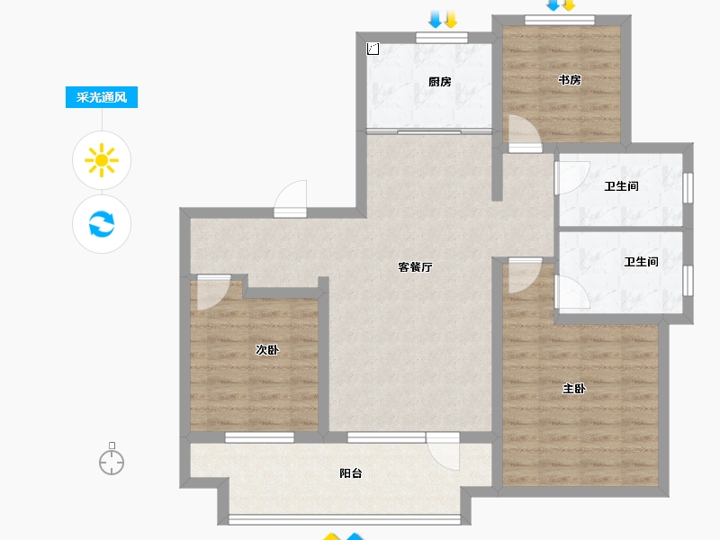 山东省-青岛市-海信城-95.89-户型库-采光通风