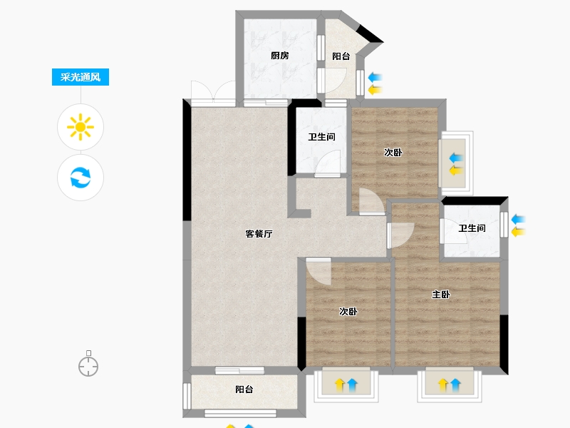 四川省-成都市-东韵花园-80.00-户型库-采光通风