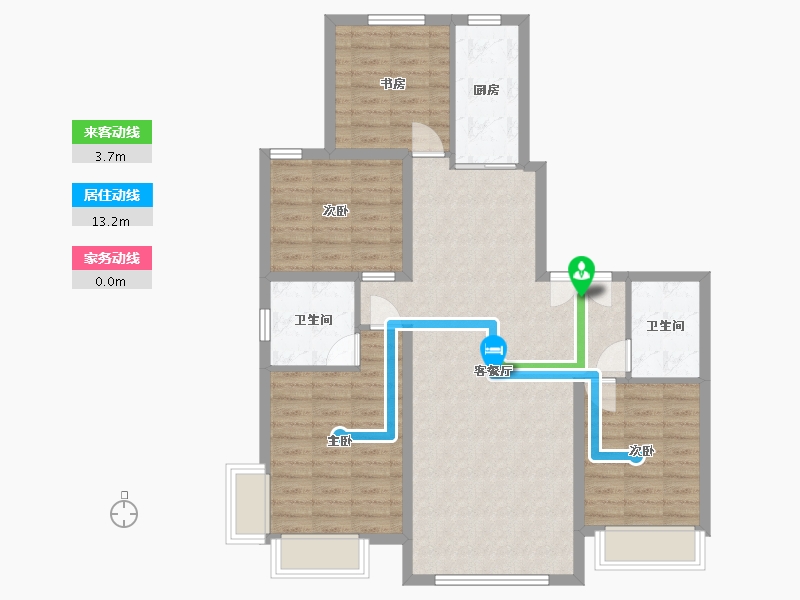 内蒙古自治区-鄂尔多斯市-书香院-117.00-户型库-动静线