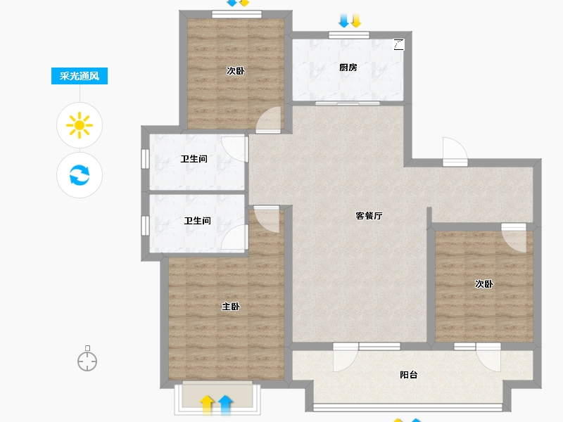 山东省-青岛市-海信九贤府-106.89-户型库-采光通风