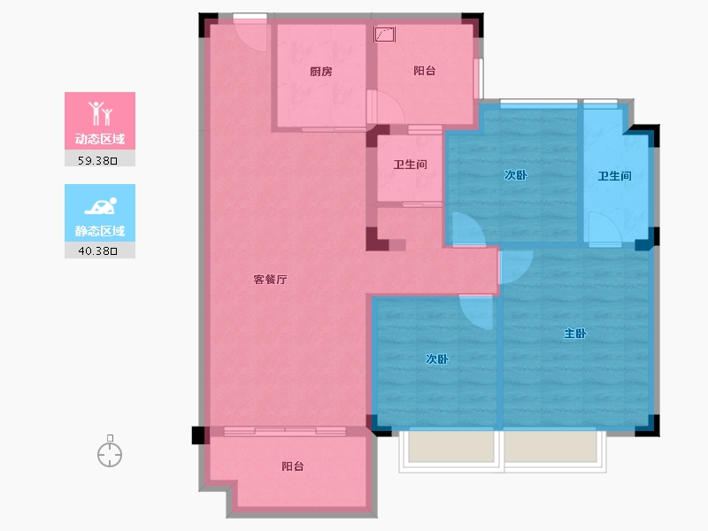 湖南省-长沙市-碧桂园滨江府-89.48-户型库-动静分区