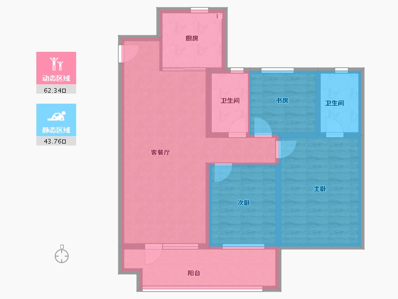 山东省-青岛市-海信城-94.36-户型库-动静分区