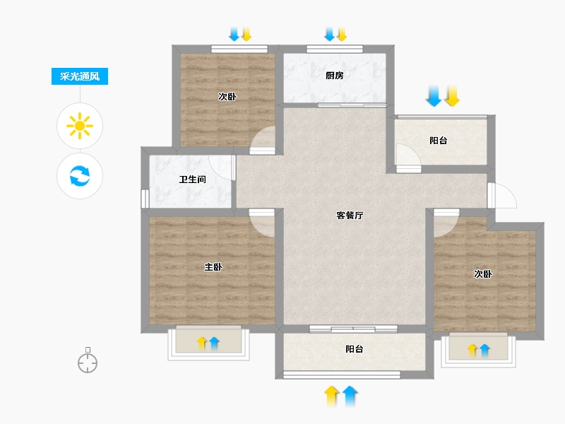 山东省-青岛市-梦想望城-84.31-户型库-采光通风